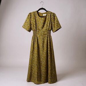 [WOMEN] JAPAN Lace Ladies Floral Ankle Dress | Olive Mustard | Warm Tone